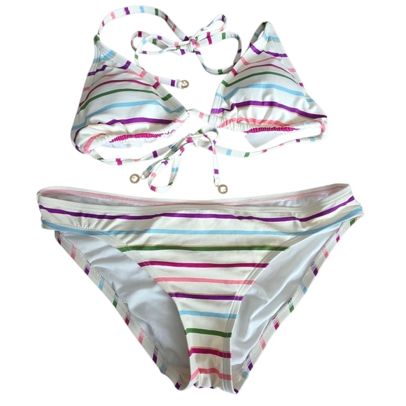 kate spade Other - NWT Kate Spade Party Stripe Triangle Bikini Two Piece Swimsuit Sz Large  S3A226S